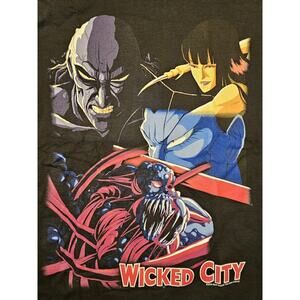 Wicked City Anime Vintage 2000 Dark Horror Movie Black Med Graphic T-Shirt Tee